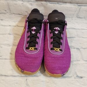 Nike LeBron Shoes Youth 7 Purple and Black Sneakers with Gold Accents